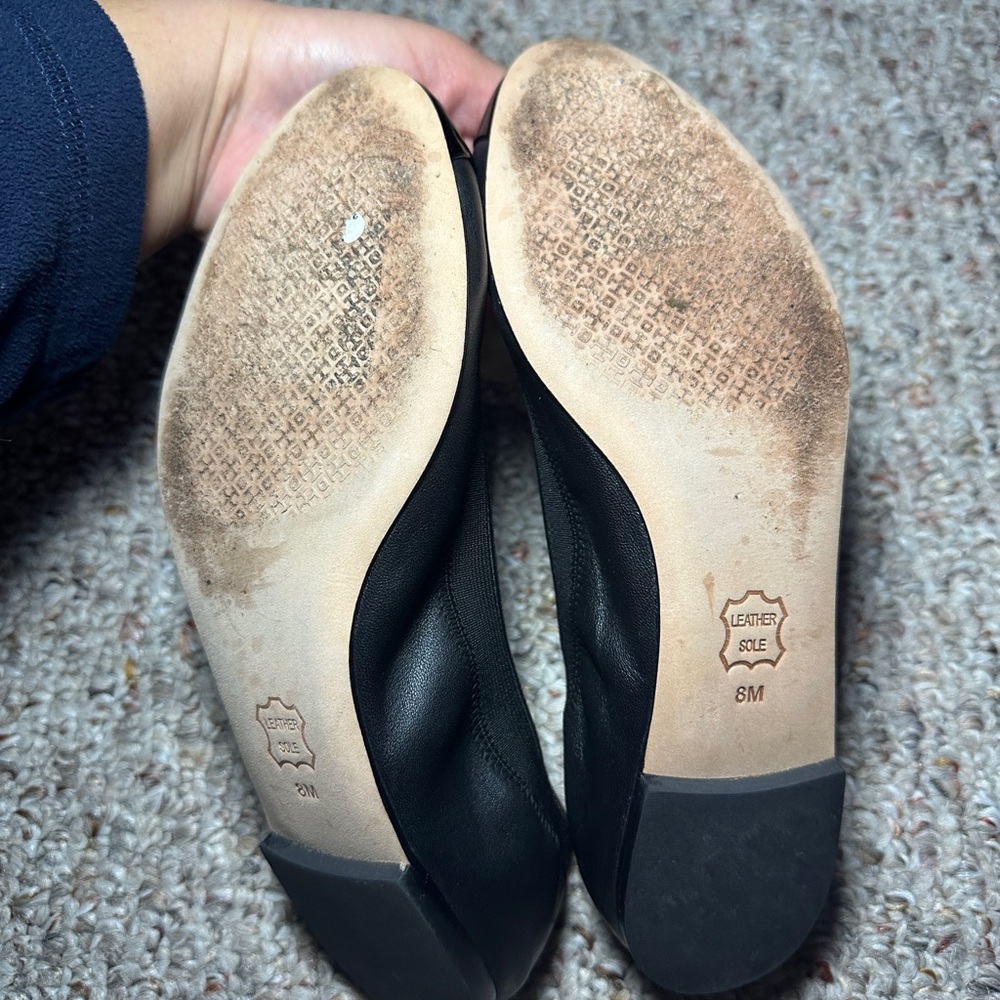 Tory Burch Black Flats with Gold Logo - Picture 4 of 4